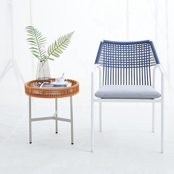 Muebles para el hogar de estilo nórdico Cuerda Mesa auxiliar de esquina de café moderna redonda pequeña 【I can-30127】