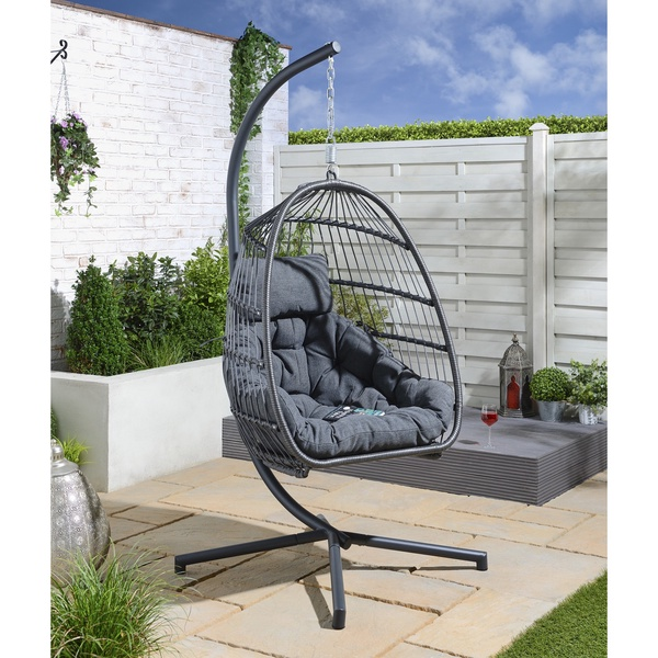 Columpio para muebles de ratán para exteriores, silla colgante de ratán, silla de aluminio SLT9006